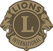 Lions Clubs International logo with two lion profiles and 