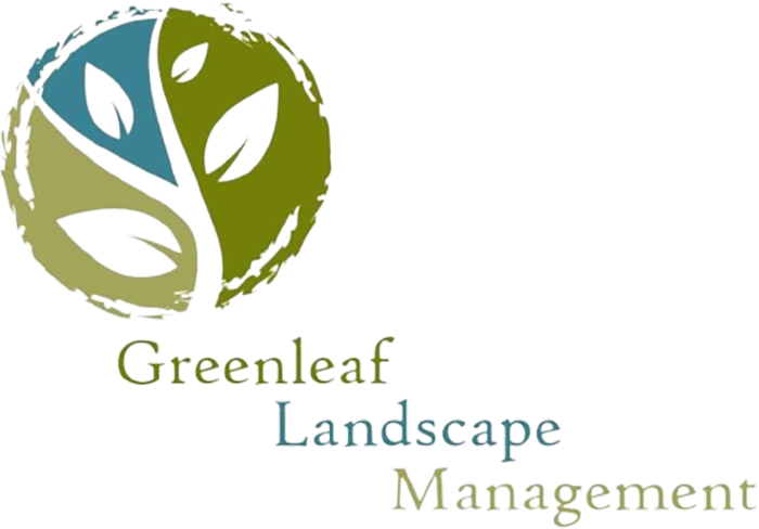 Logo for Greenleaf Landscape Management: circular design with green leaves and text below.