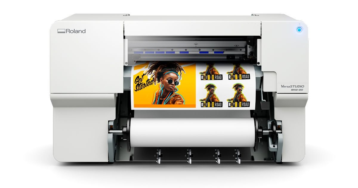 Roland BN2-20 printer cutter with a print example