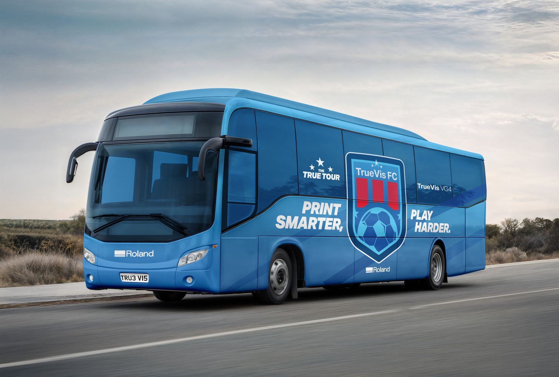 Bus vinyl wrap printed with the Roland VG4 Series Printer-Cutter