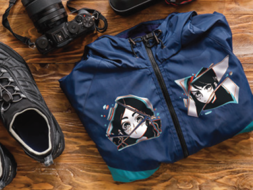DTF Examples on nylon jacket
