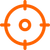 Orange target icon with a central circle and four crosshair marks on a white background