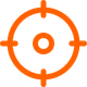 Orange target icon with a central circle and four crosshair marks on a white background