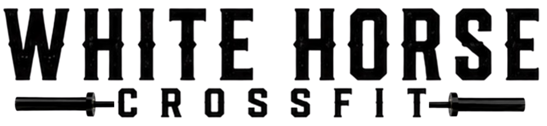 White Horse CrossFit logo in black text with a horse silhouette