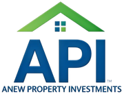 Anew Property Investments logo with green roof icon and blue “API” text