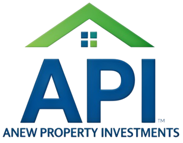 Anew Property Investments logo with green roof icon and blue “API” text