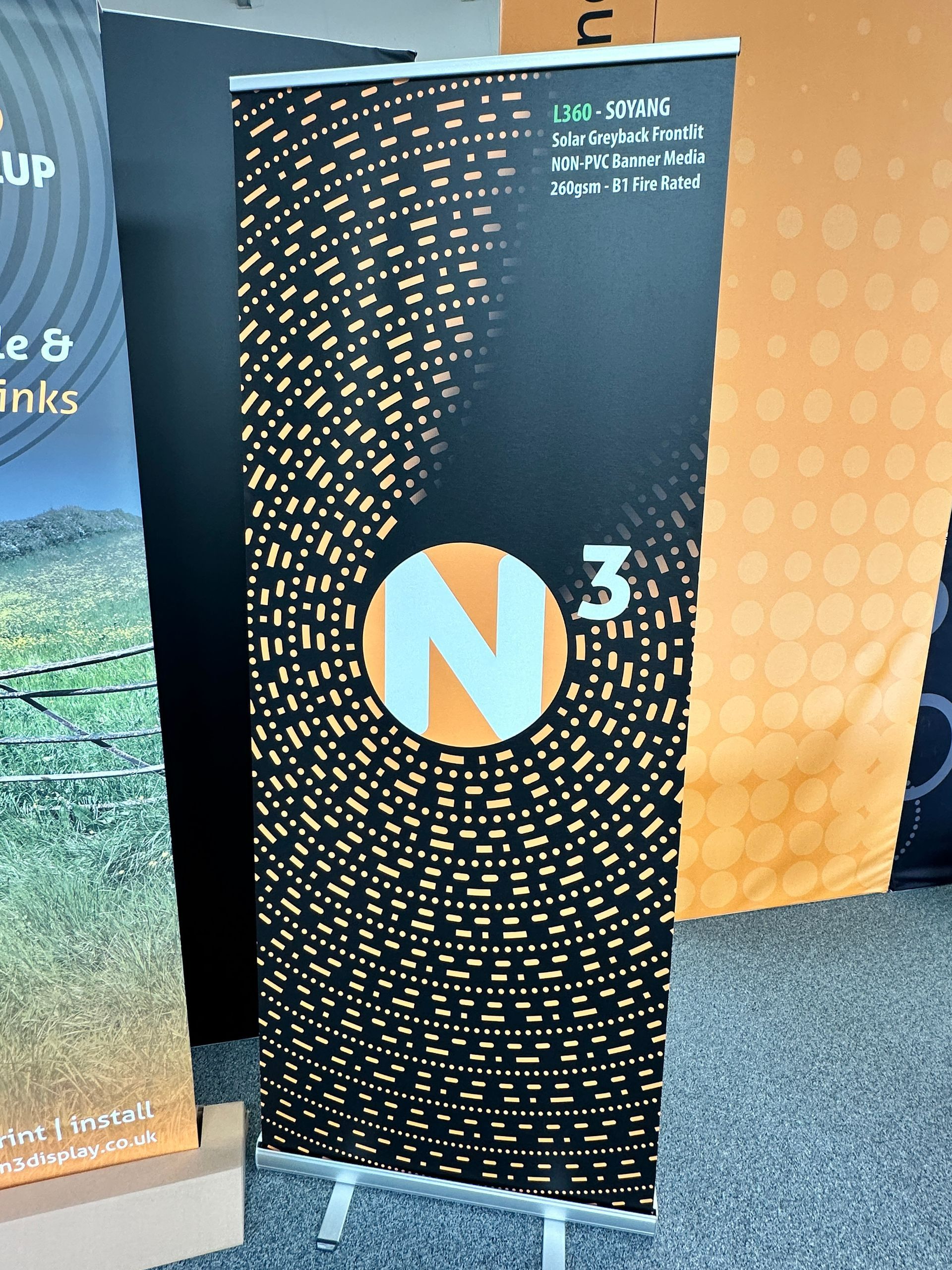 A banner with the number 3 on it