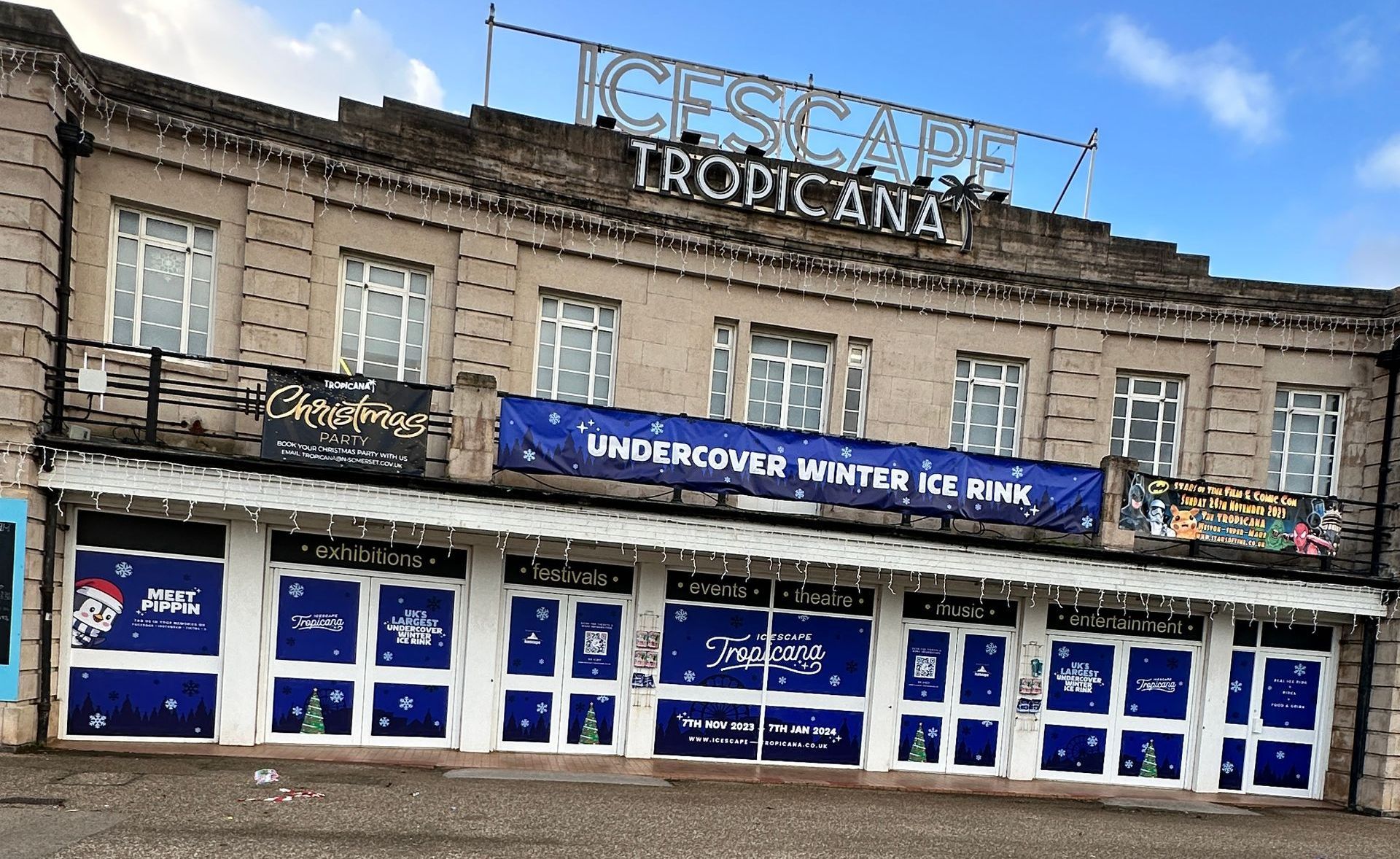 A building with a sign that says icescape tropicana