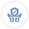A pair of hands holding a shield with a check mark on it.