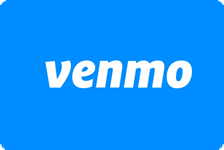 A blue button with the word venmo on it