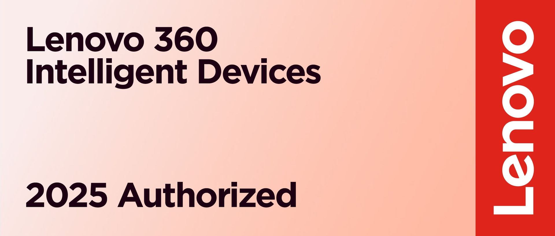 Logo autorizzato Lenovo 360 Intelligent Devices 2025 con testo Lenovo in rosso, sfondo sfumato.