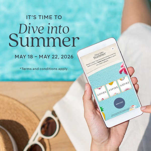 Summer promotion poster with a hand holding a phone beside sunglasses, reading “Dive into Summer” and May 18–22, 2026.
