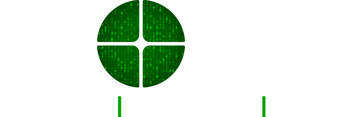 Green logo: a circle with a cross pattern, green lower-case text below.