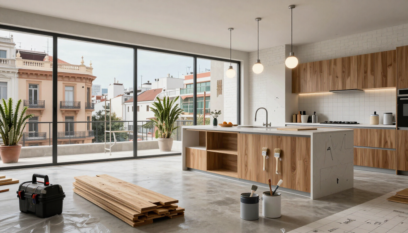 Cocina moderna en renovación 