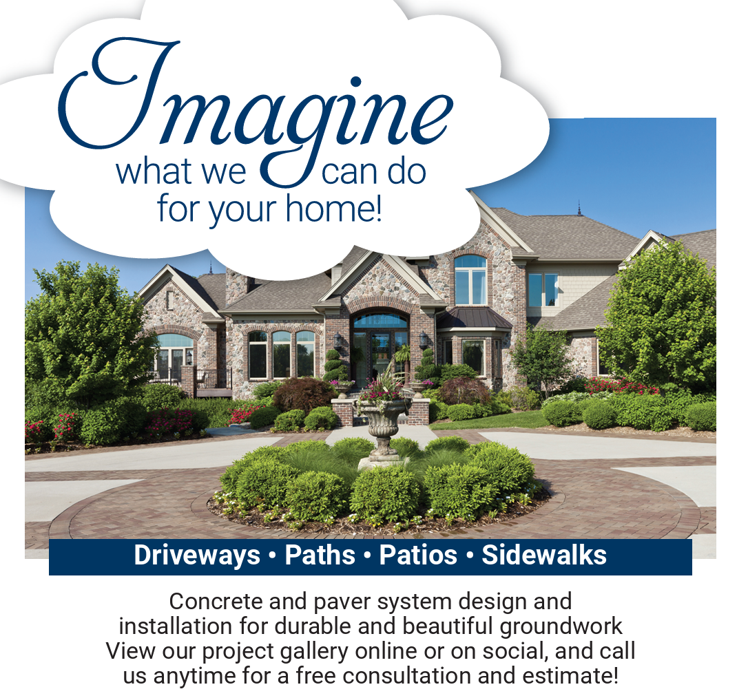 concrete services in Southern MD showing driveways, paths, patios, sidewalks.