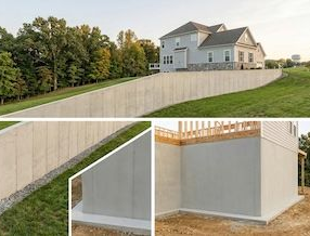 concrete contractors in dunkirk md showing a retaining wall