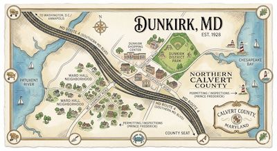 map of dunkirk map showing concrete service area