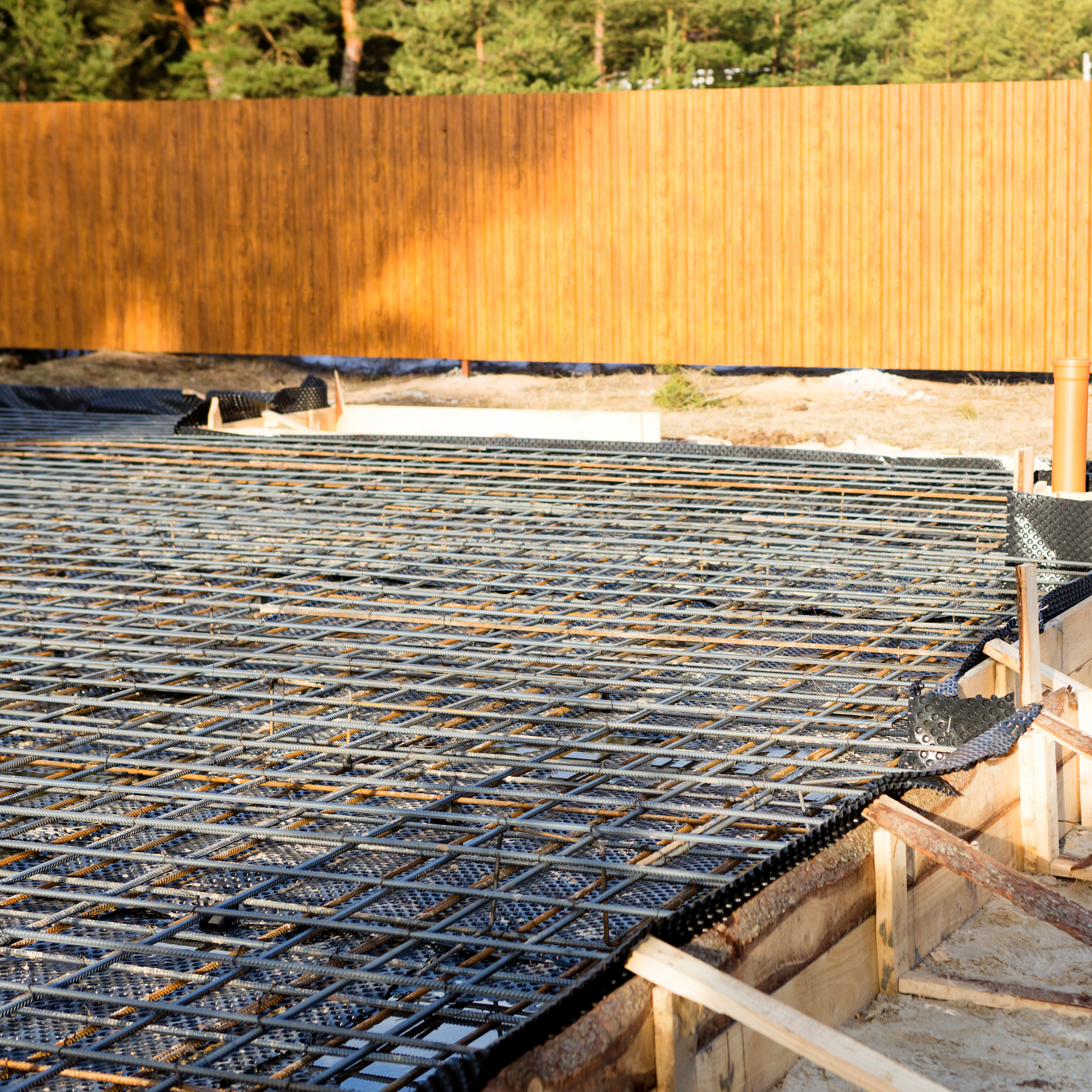 rebar showing gettinng ready to have a concrete slab or a concrete foundation poured