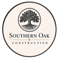 Southern Oak Renovations logo: a black and white, circular design featuring an oak tree at the center, surrounded by text.