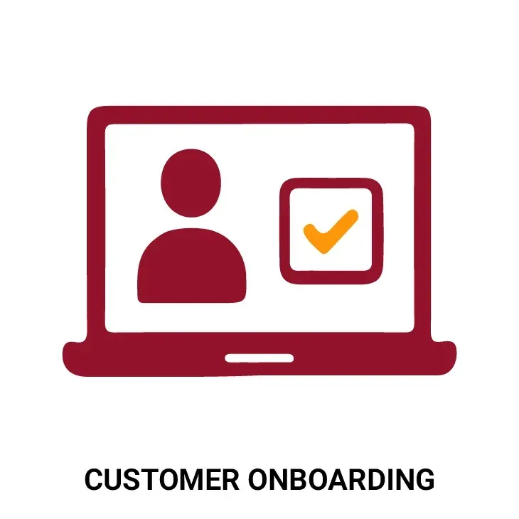 Laptop screen with silhouette user profile and checked box, labeled 