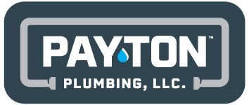 Payton Plumbing, LLC logo in white and teal on a dark blue rounded rectangle