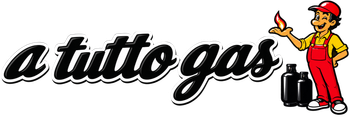 Logo “a tutto gas” in caratteri neri, con un addetto in uniforme rossa che regge una torcia fiammeggiante