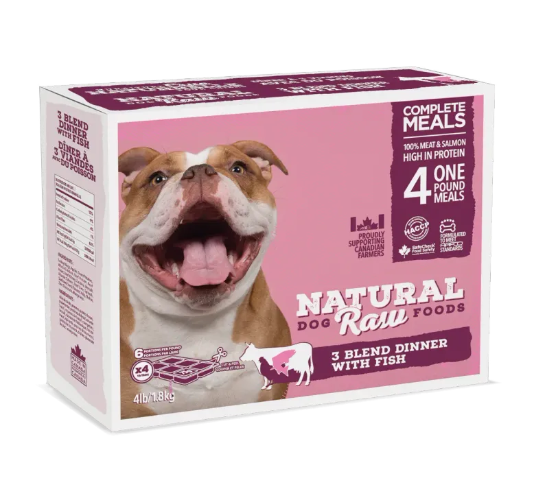 Natural Raw Dog Food 3 Blend with Fish Dinner