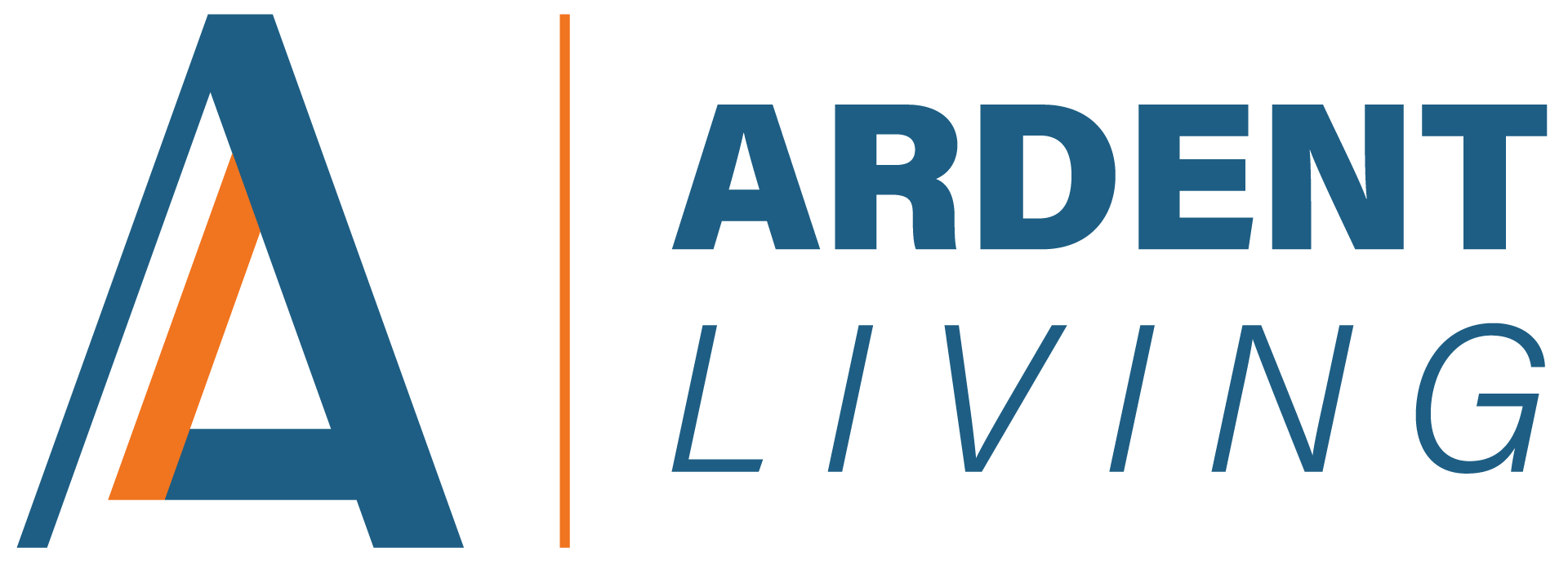 Logo for Ardent Living, featuring a blue 