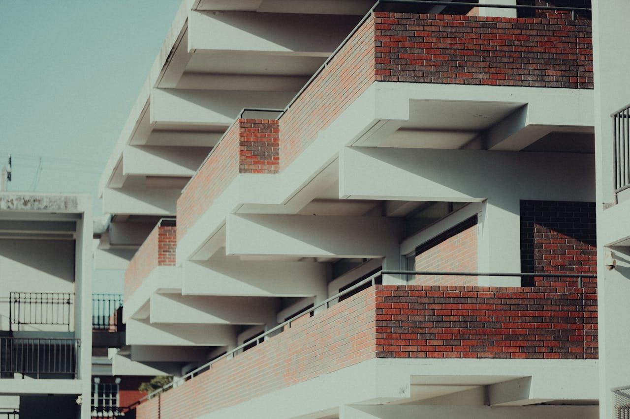 A building with balconies on the side