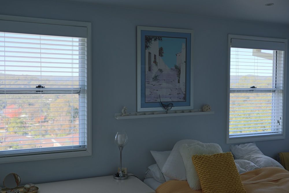 Newly cleaned bedroom blinds