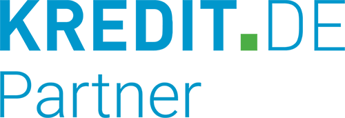 Das Logo von kredit.de partner ist blau und grün auf weißem Grund.