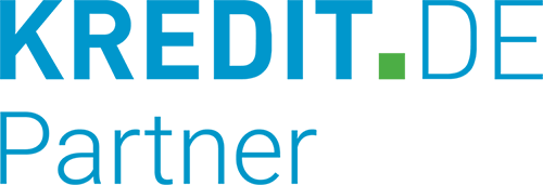 Das Logo von kredit.de partner ist blau und grün auf weißem Grund.