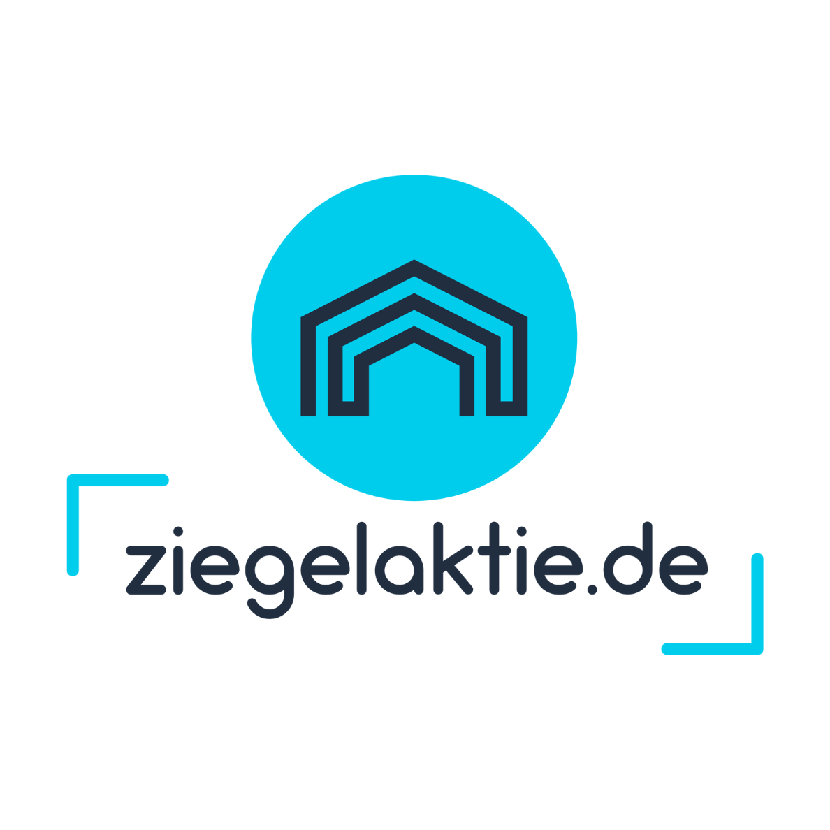 Logo für Ziegelaktie.de: Blauer Kreis mit Umriss eines gestapelten Hauses, darunter der Text 
