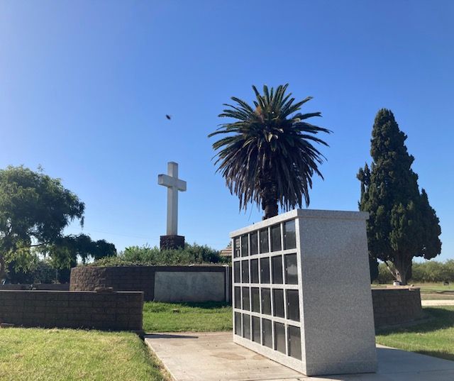 a cemetery filled with lots of vases and flowers