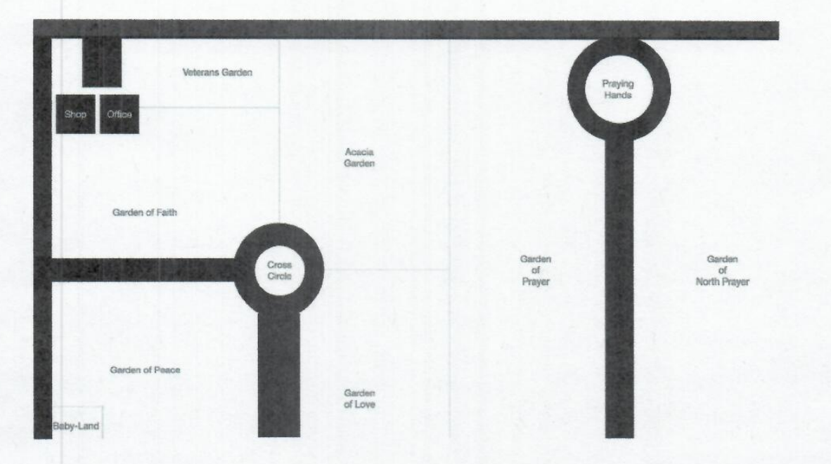 Plain map of Farmington Memorial Park Cemetery in Farmington, CA