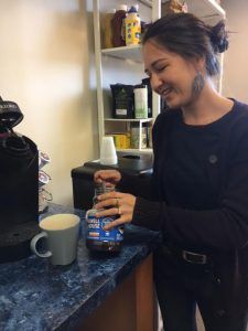 Audrey and coffee