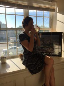 Emily drinks tea.