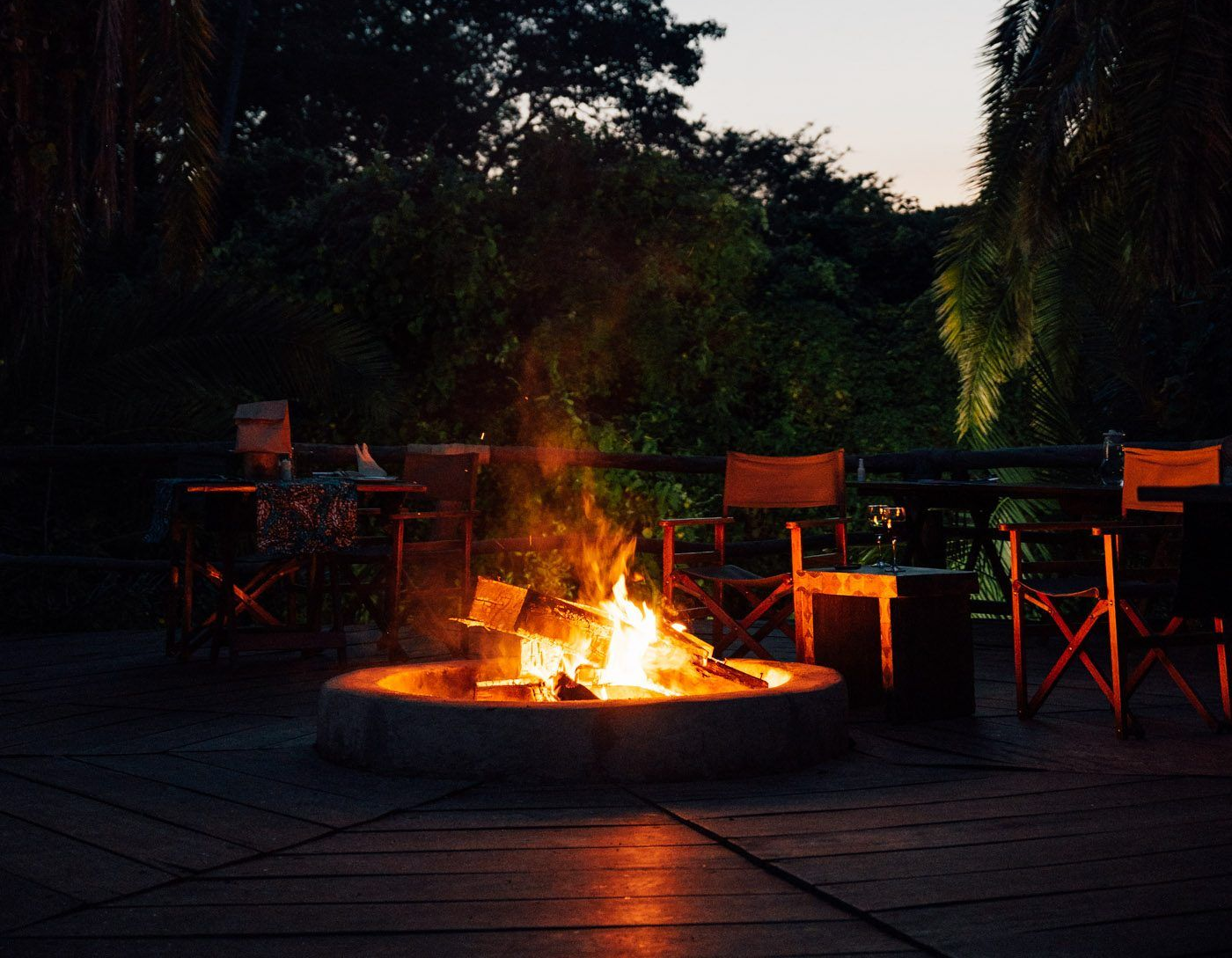 Night bonfire at Ruzizi Tented Lodge
