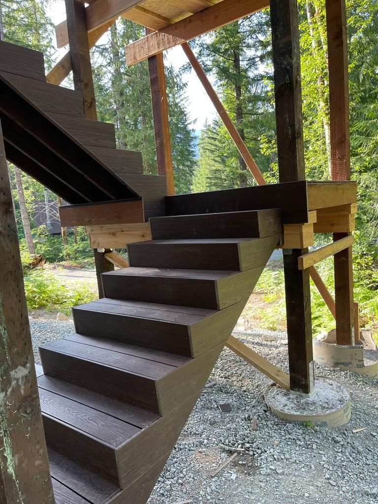 Close up of stairway construction by Harmon & Harmon