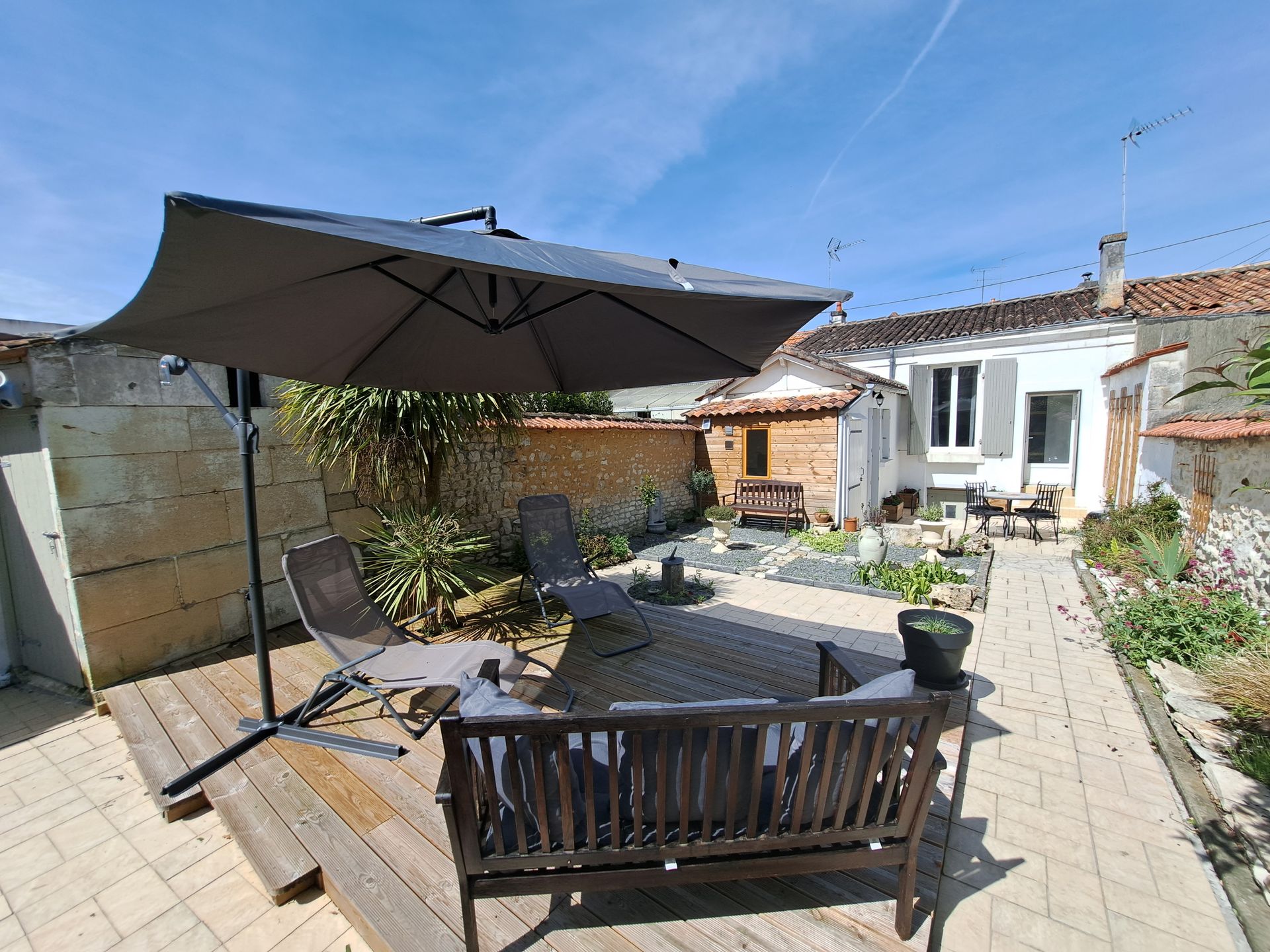 garden deck with furniture