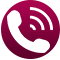 Un icono de teléfono blanco en un círculo rosa sobre un fondo blanco.