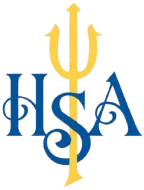 Blue and gold HSA logo with a stylized caduceus centered over the letters