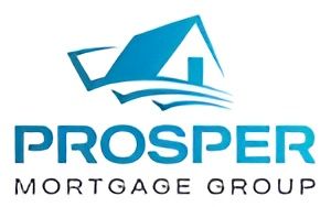 The logo for prosper mortgage group is a blue circle with a house on it.