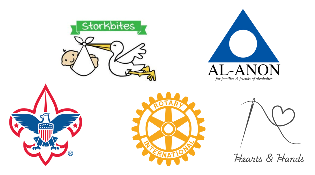 Our Affiliated Ministries include:
Storkbites
Al-Anon
Boy Scouts of America
Rotary
Hearts & Hands