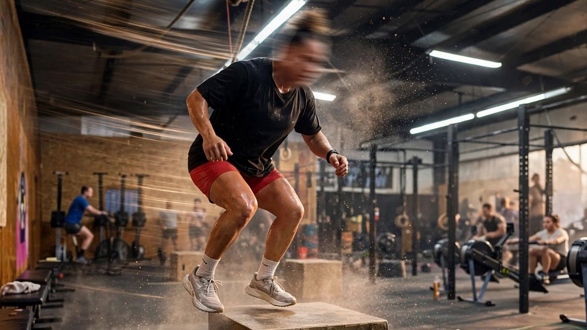 Athlete doing a box jump