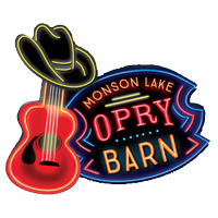 Monson Lake Opry Barn neon sign with red guitar and black cowboy hat
