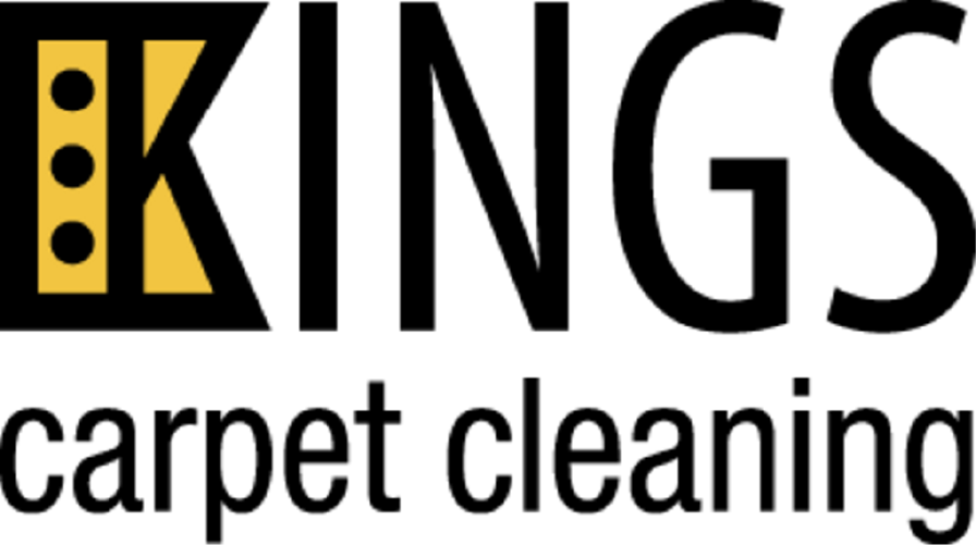 The logo for Kings Carpet Cleaning is black and yellow.