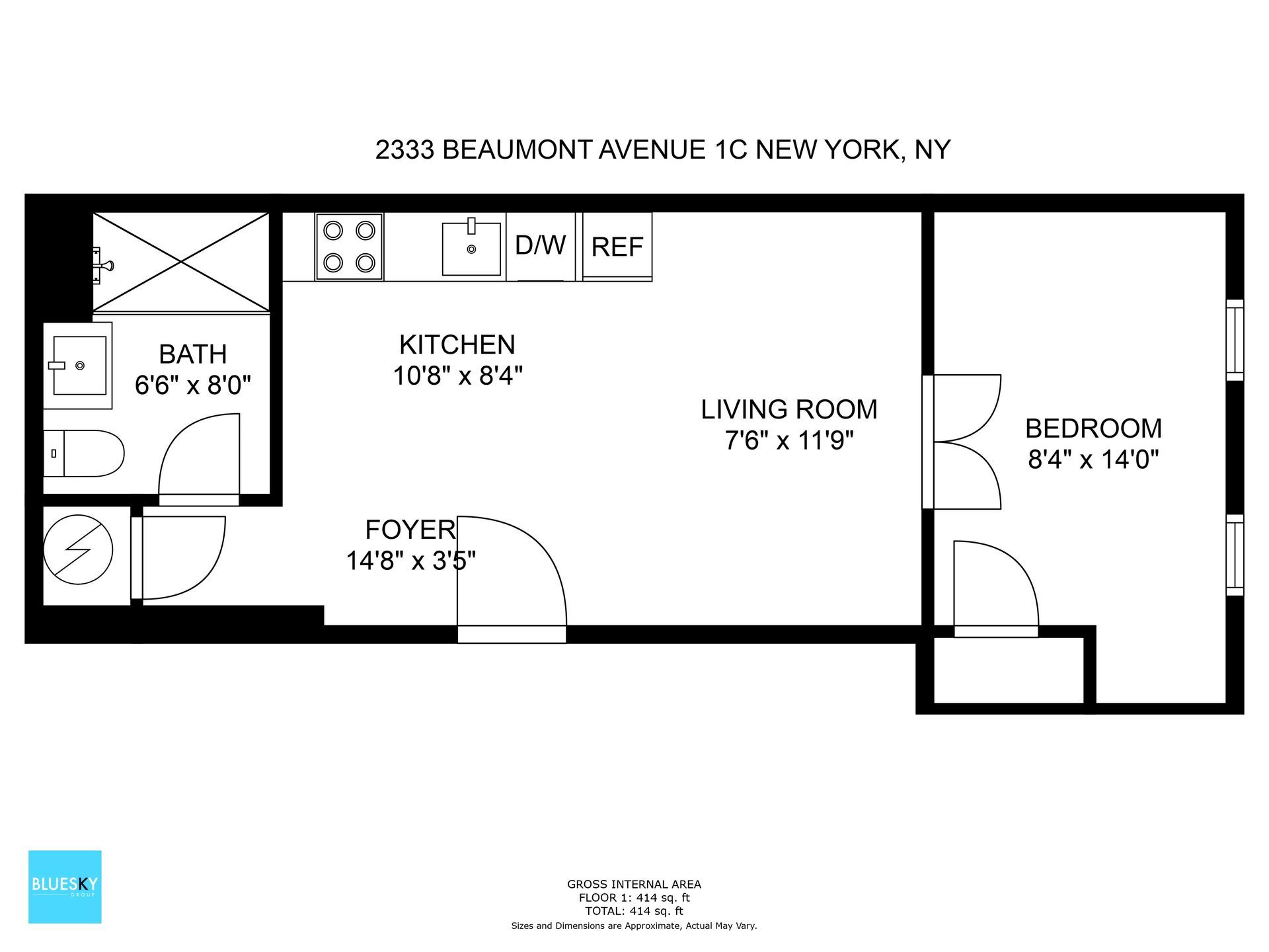 A floor plan of a small apartment in new york city