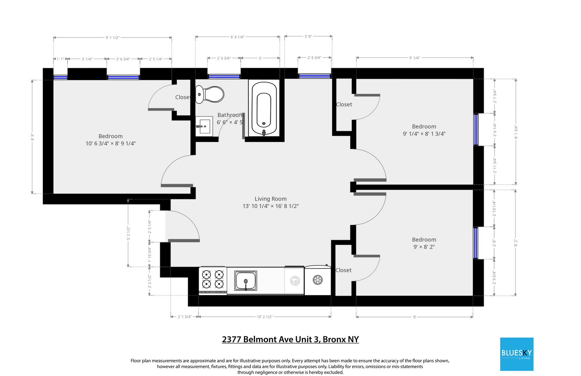A floor plan of a house with two bedrooms and a bathroom