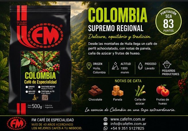 Una bolsa de café negra con la etiqueta 